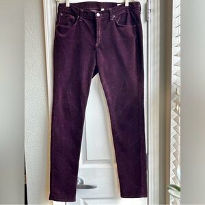 rag & bone Stretch Corduroy Skinny Pants Wine Burgundy Size 31